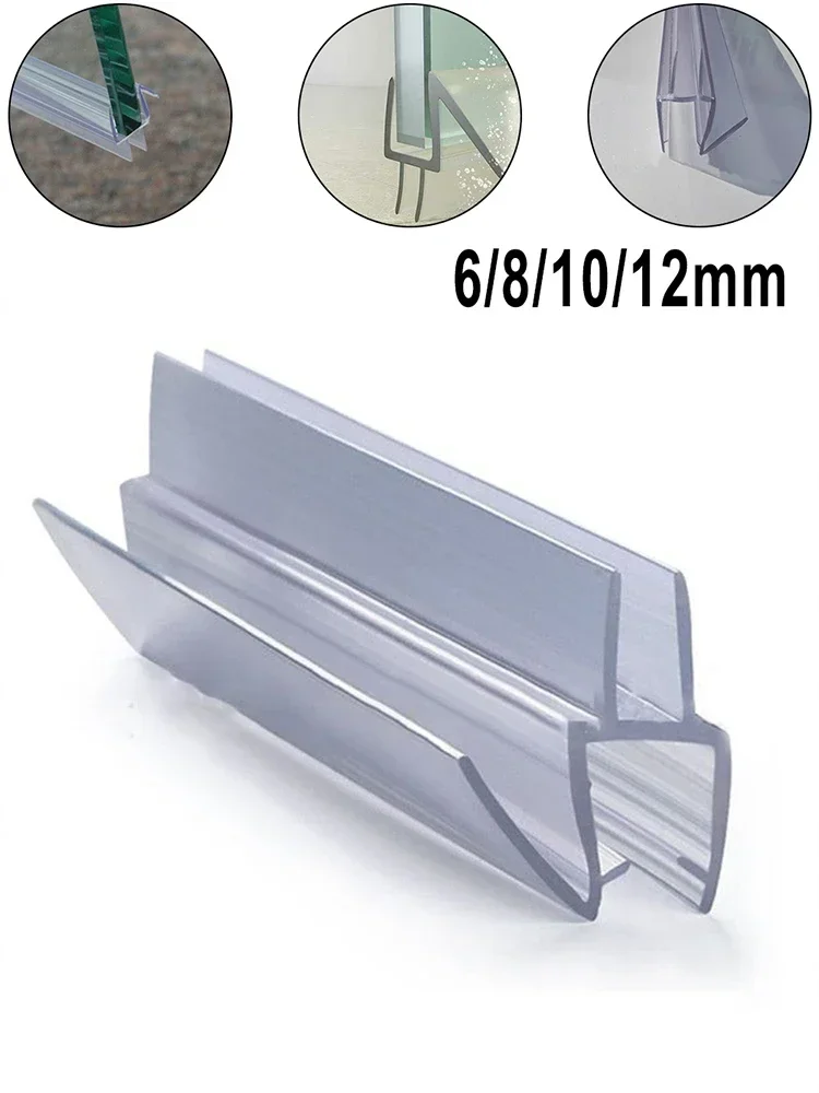 2pcs Shower Seal 6/8/10/12mm Transparent Shower Glass Door Sealing Strip Bath Screen Door Sweep Waterproof Water Blocking Strip,shower door seal,rubber shower seal