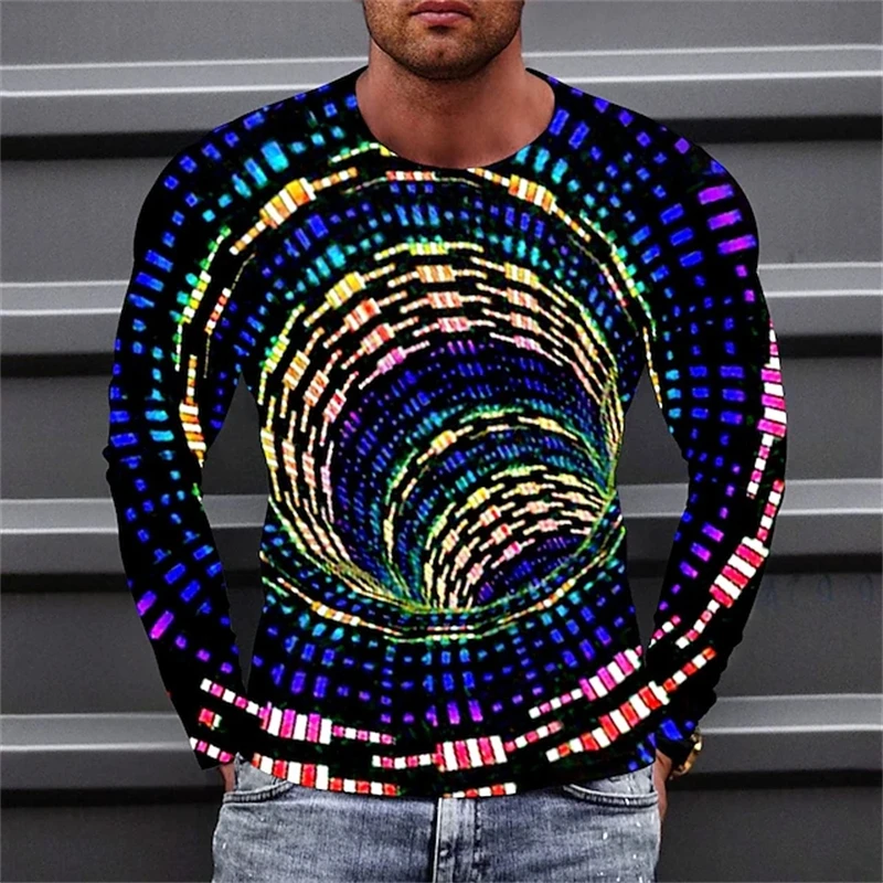 

Newest T Shirt Tee Optical Illusion 3D Graphic Printed T-shirt Outdoor Street Long Sleeve Apparel Sports Designer Casual Tops