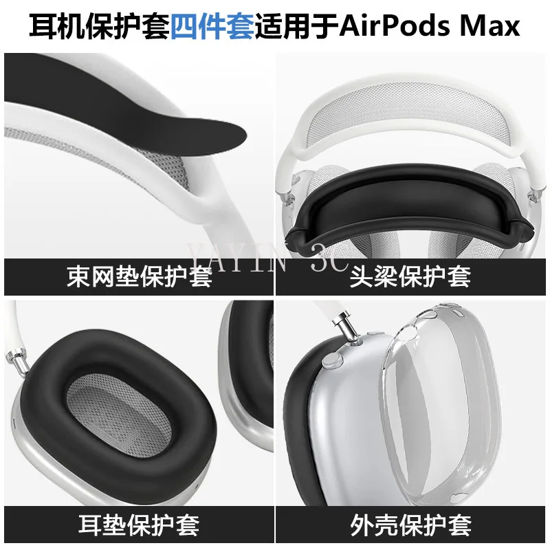 Clear Silicone & TPU Shockproof Headset Protector with Ear Cushion Cover