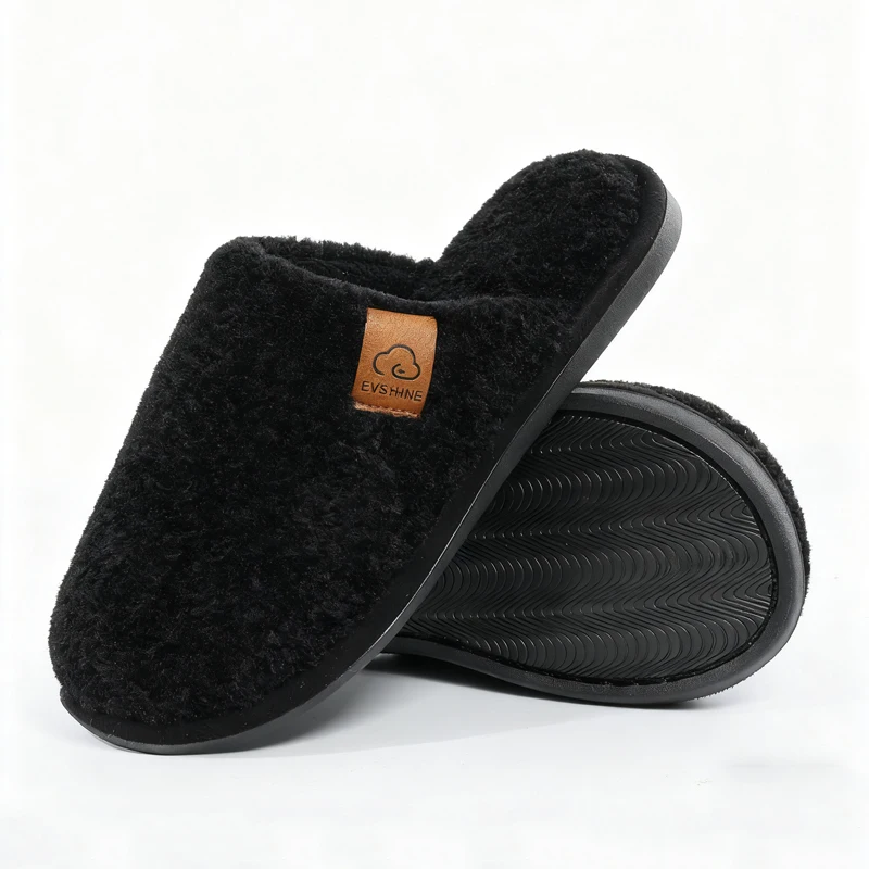 Comwarm Winter Fuzzy Damen-Hausschuhe aus Baumwolle, Freizeit, warm, für den Innenbereich, zum Hineinschlüpfen, flache Slides, pelzige, bequeme Hausschuhe für Damen – Detail 9