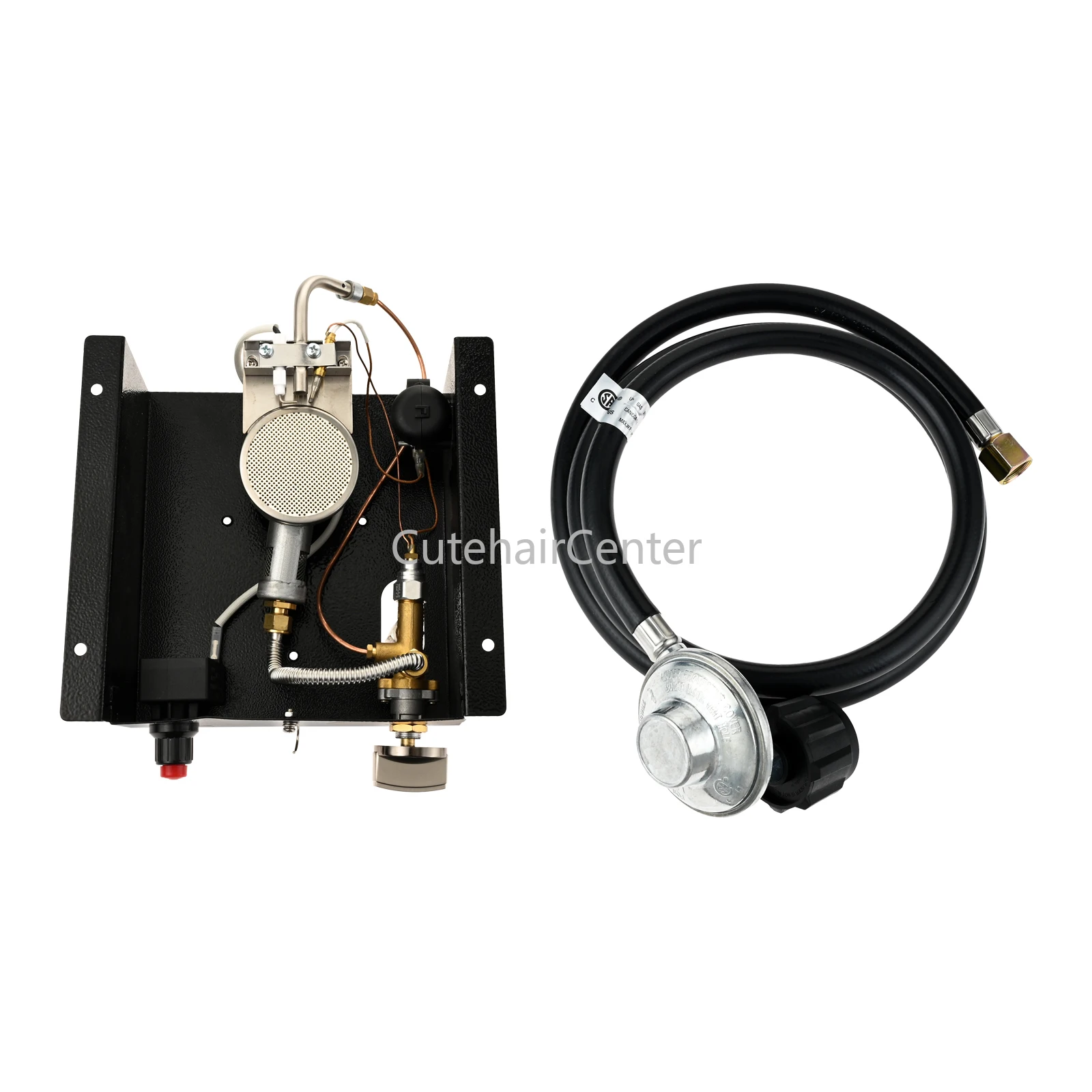 4 Bolts Propane Burner with Regulator Valve Assembly Kit 5 Feet Low Pressure Hose QCC Female Connector 3/8" Swivel Female Exit