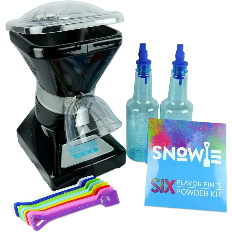 

SNOWIE - Little Snowie Max Snow Cone Machine - Premium Shaved Ice Maker, with Powder Sticks Syrup Mix, 6-Stick Kit, Black