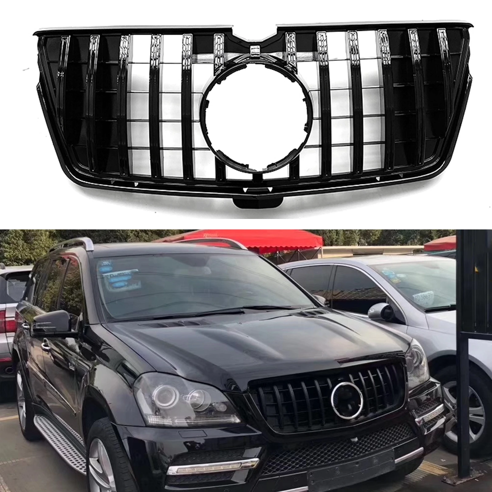 

Front Grille For Mercedes Benz GL Class X164 2006-2012 GL350 GL450 GL500 GL550 GT Black/Silver Upper Bumper Hood Mesh Grill Grid