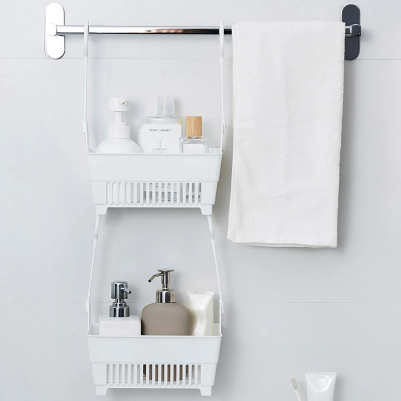 Sundries Hanging Basket Storage Drain Bag Shower Baskets with Hook Makeup Organizer for Kitchen Bathroom