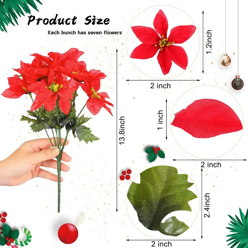 

Искусственные цветы, искусственная Буша 13 см, диаметр 6 шт., 7 головок, искусственные рождественские нежные украшения, пуансета