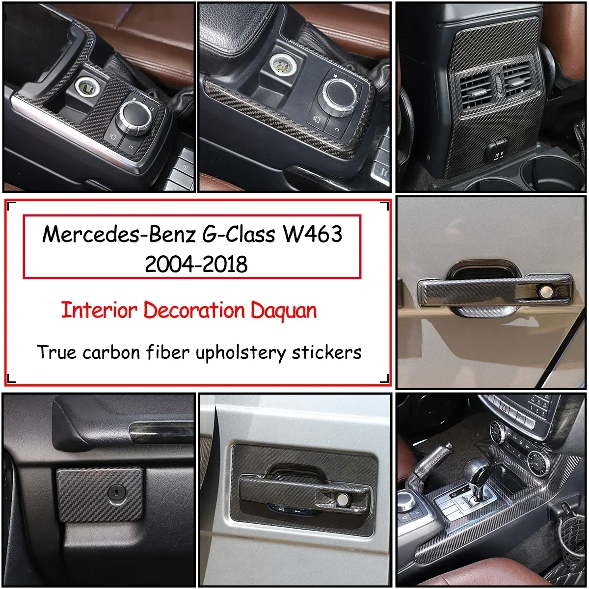 

For Mercedes-Benz G Class W463 2004-2018 Real Carbon Fiber Car Central Control Button Switch Door Handle Cover Trim Accessories