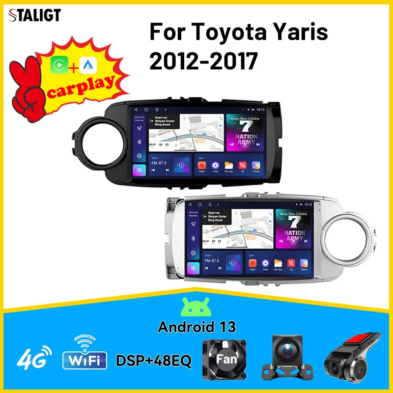 Autoradio Carplay Lettore Multimediale Autoradio 2Din Android Per Toyota Yaris 2012 2013 2014 2015 2016 2017 Autoradio Player 8Core