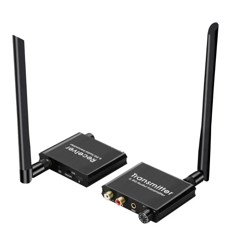 디지털 무선 오디오 송신기 및 수신기 50M 2.4G 무선 오디오 어댑터(3.5mm R/L RCA 변환기 포함) TV 박스 DVD PC용