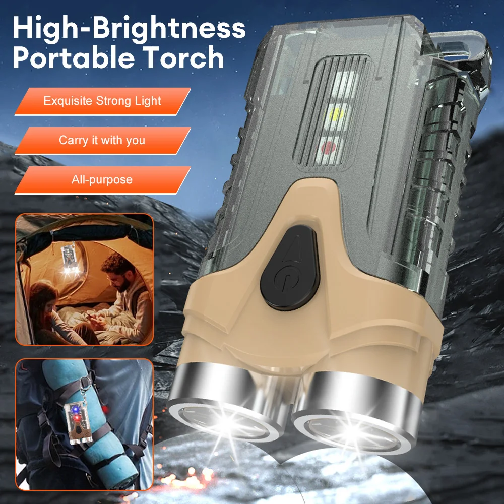 

Outdoor Mini Powerful Keychain Flashlights V10 High Lumens USB-C Rechargeable Small Pocket EDC LED Flash Light with Tail Magnet