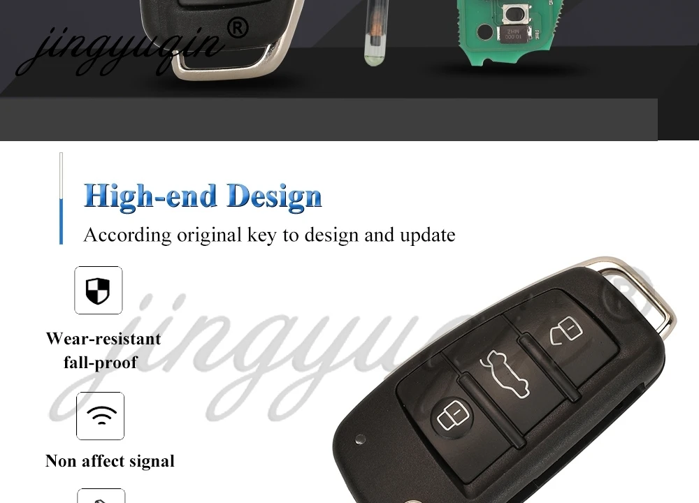 Jingyuqin 8E0 837 220E /8E0 837 220Q / 8E0 837 220K 433Mhz ID48 Chip Klappbarer Auto-Fernschlüssel für Audi A4 B7 2005 2006 2007 2008 HU66 – Detail 5
