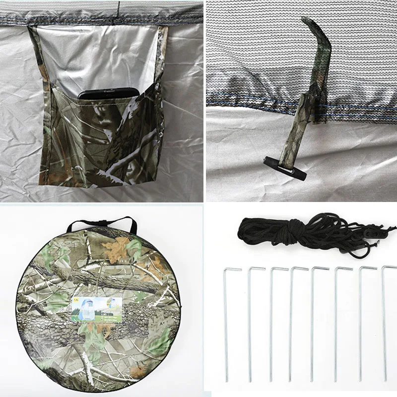 Camouflage Ice Fishing Tent 1Person Anti-mosquito Rain-proof Sunscreen Double Doors 2Windows Pop Up Quick Open 150*150*190Cm camping tent portable tent survival tent