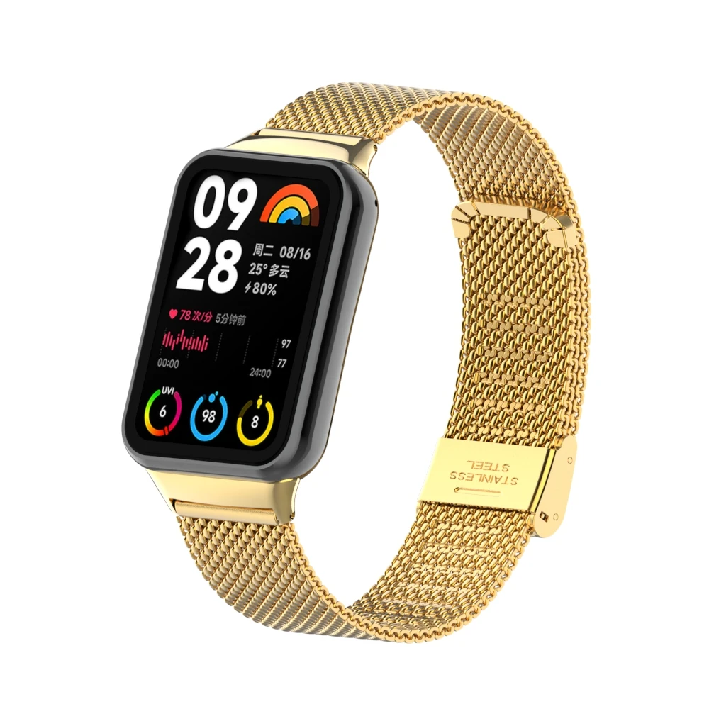 Breathable Stainless Steel Mesh Strap with Adjustable Buckle