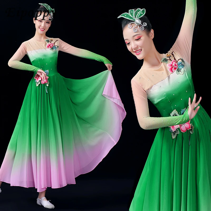 Modern Elegant Opening Dance Large Swing Dress Performance Costume Women's Large Dance Costume Stage Dress women dance skirt