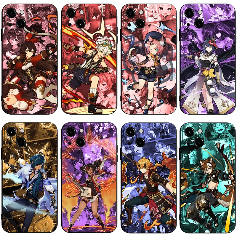 

Genshin Impact Amber Diona Bennett Kaeya Thoma Xingqiu Phone Case For iPhone 14 13 12 11 Pro Max Mini XS X XR SE 7 8 Plus Soft