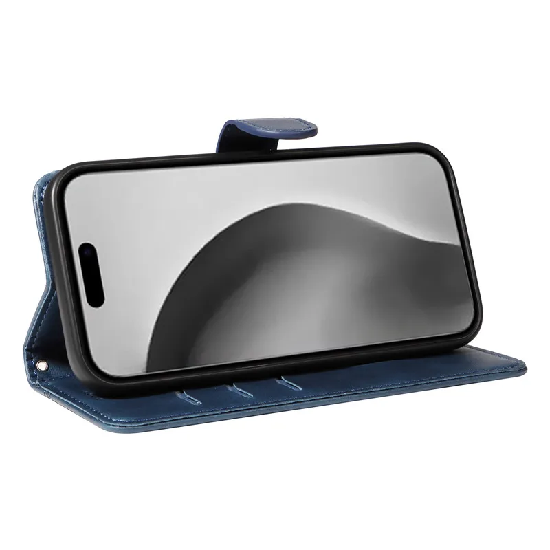 Retro Lines Leather Flip Stand Wallet Case - Stylish and Functional Phone Cover