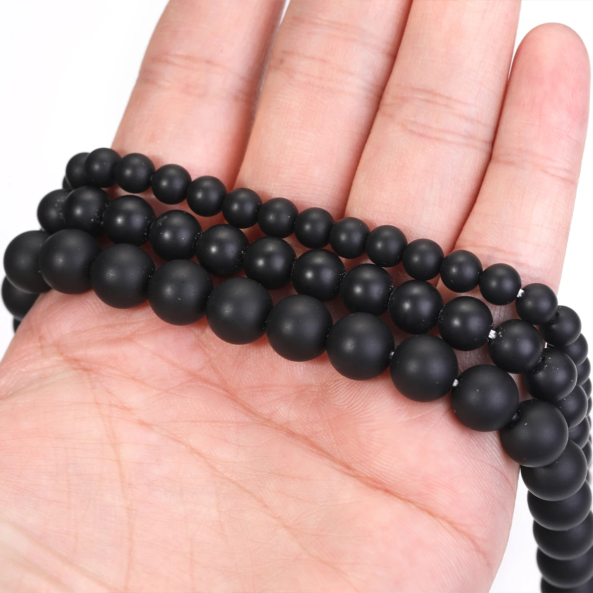 SHIJIWLS 매트 블랙 오닉스 라운드 벌크 스톤 비즈 쥬얼리 만들기 Diy 팔찌 목걸이 6 /8/10mm 공장 도매