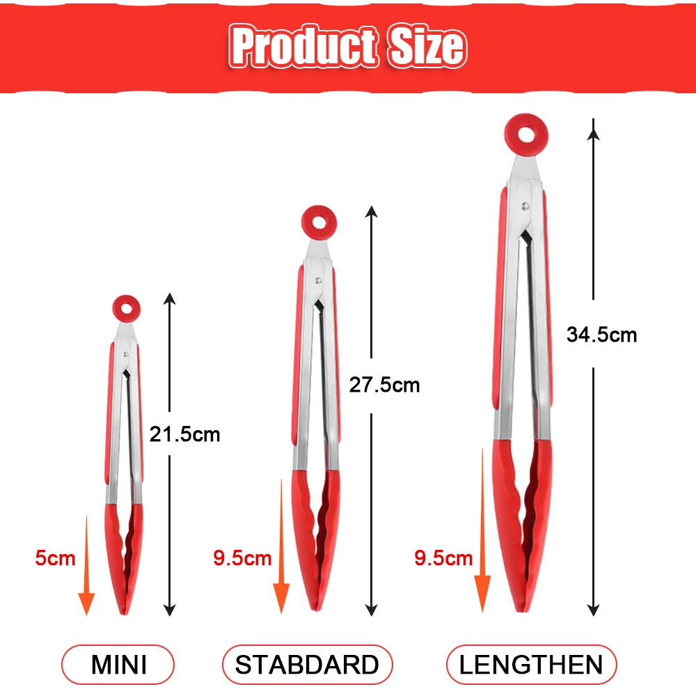 Silicone Food tongs Kitchen Cooking Salad Bread Serving Clip Non-Stick Barbecue Clamp Kitchen Utensils