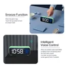 Music LED Digital Alarm Clock Voice Control Temperature Humidity Display Desktop Clocks Home Table Decoration Built-in 1200mAh 4