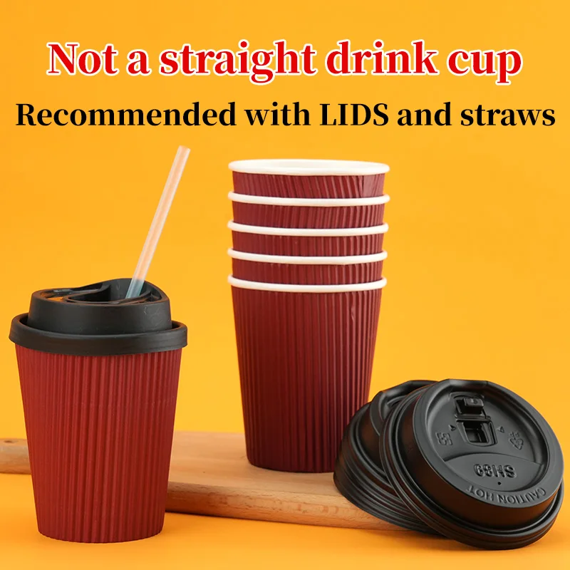Disposable Paper Cups 50/25pc Disposable Corrugated Coffee Paper Cups Insulated Double-layered Cup Hot Tea Milk Beverage Cup New Year Paper Cups