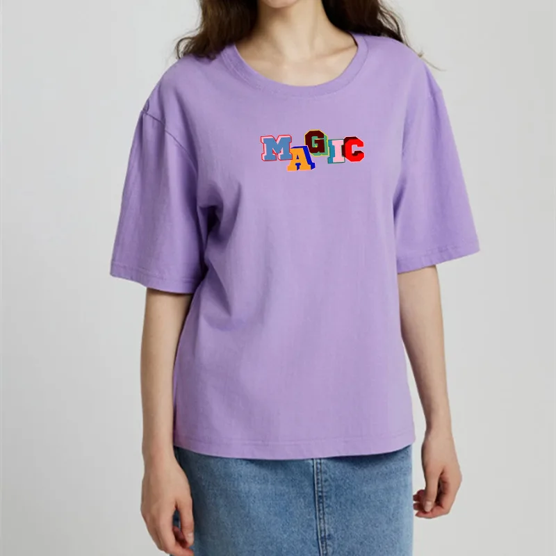 

New Arrival Women Bag-Collar Loose Short-sleeved T-shirt Women's Summer New Versatile Printing Round Neck Blouse Fashion T-shirt