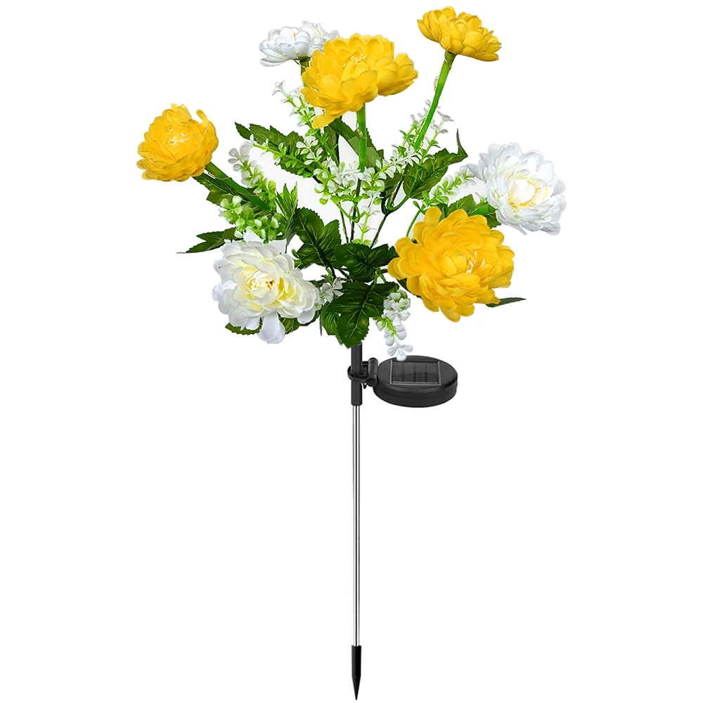Solar Simulation Snow Lotus Flower Lights 7 Heads Outdoor Waterproof Lamp For Patio Lawn Garden Holiday Party Decoration Flower 5