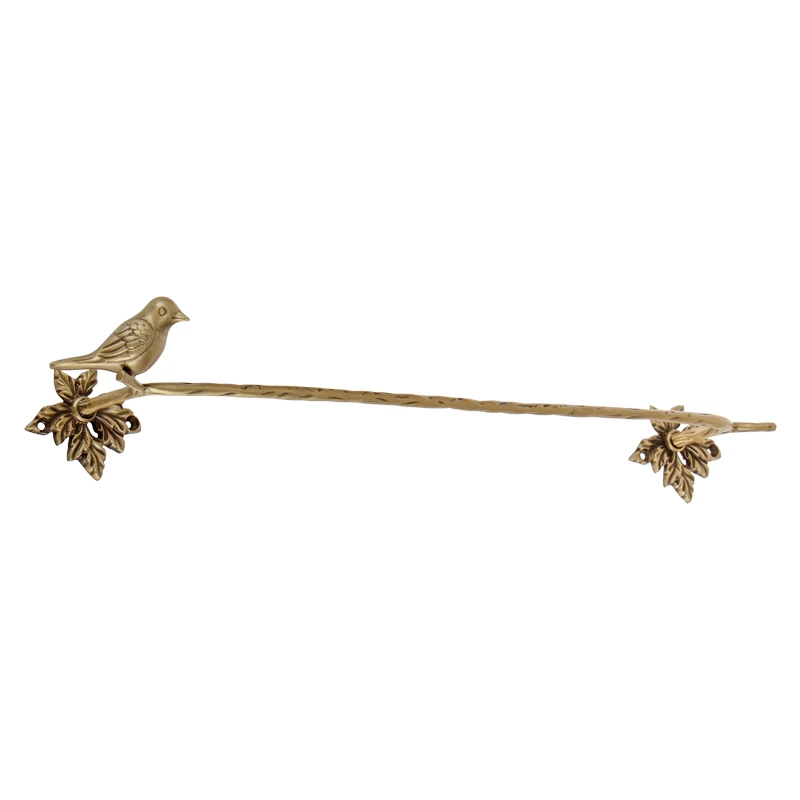 European-style all-copper bird hanging rod Retro wall decoration Model room Bathroom bathroom hanging rod Towel ring