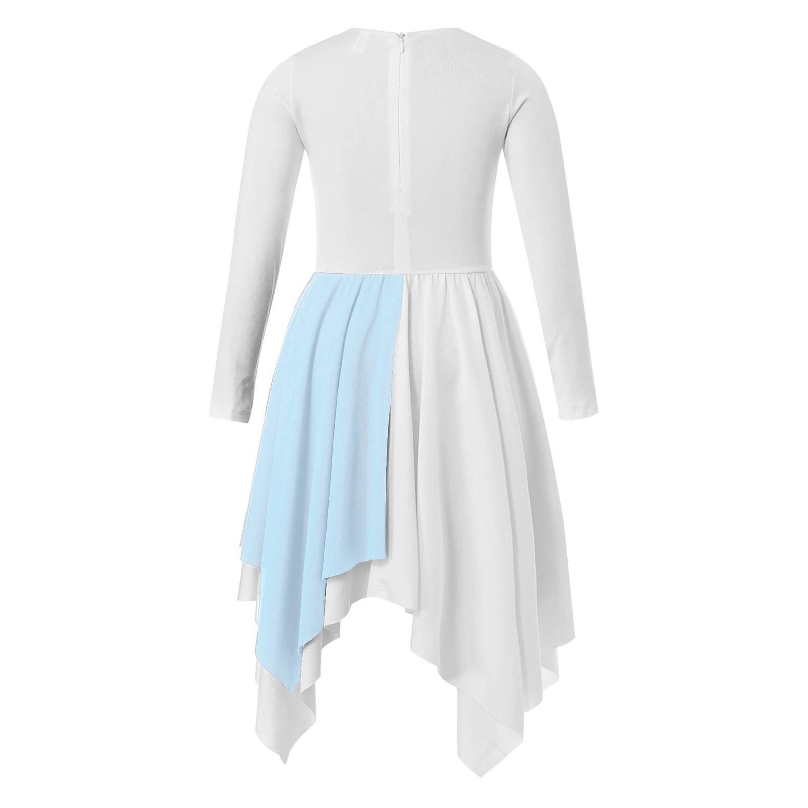 Girls Dance Costumes Ballet Dress Kids Girls Ballet Praise Dance Dress Long Sleeve Modern Lyrical Dresses Celebration of Spirit Church Worship Performance Costume