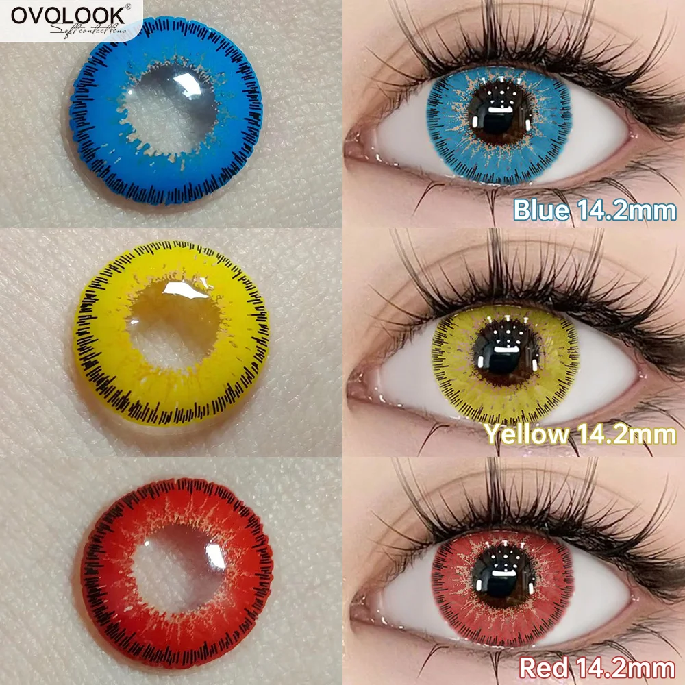 

OVOLOOK-1 Pair(2PCS) Cosplay Lenses Colorful Contact Lenses for Eyes Myopia Beauty Pupils Halloween Color Lens Eyes Yearly Use
