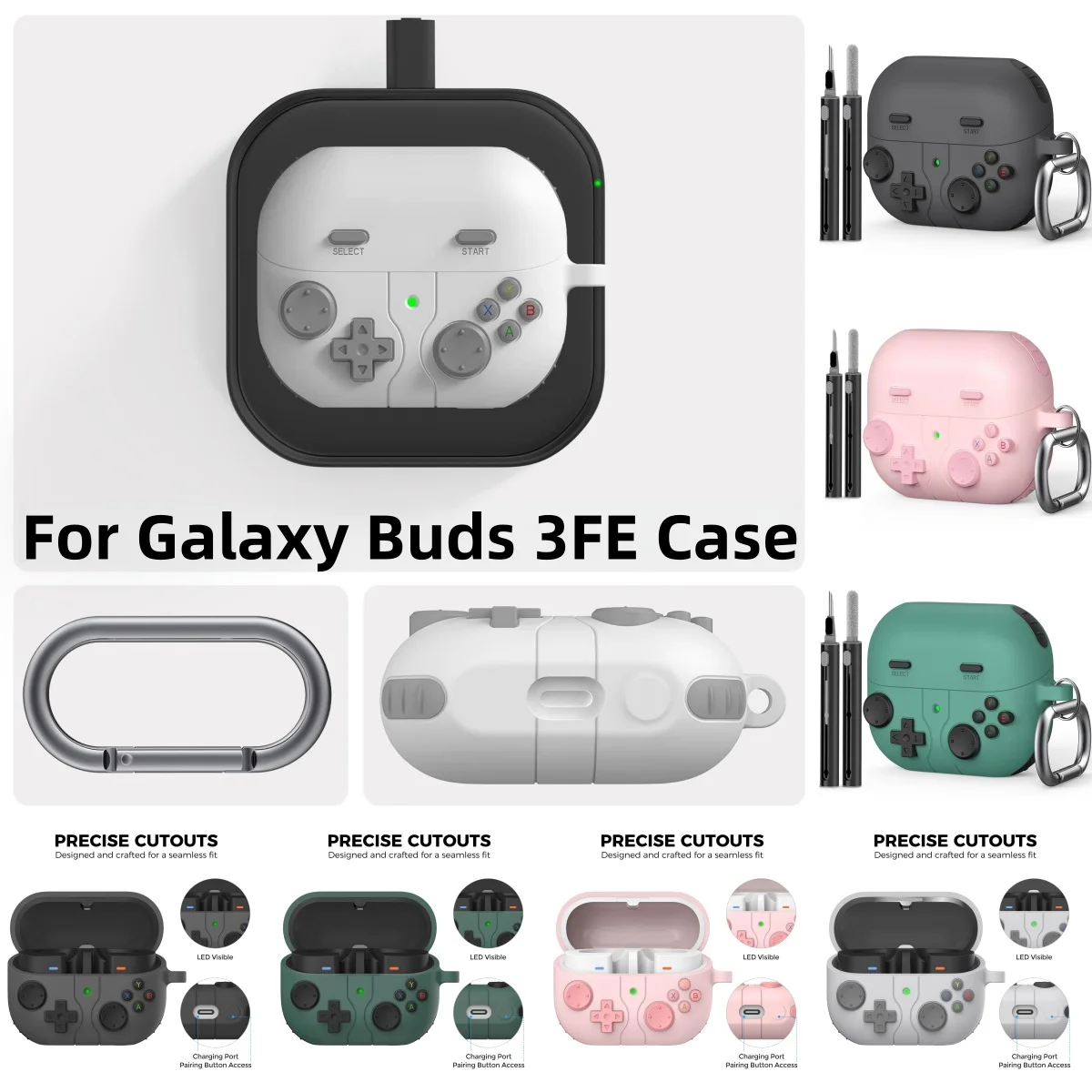 Shockproof Protective Hard Case Cover with Keychain & Cleaning Kit