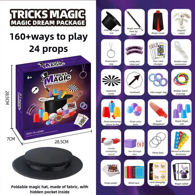 Children Magic Performance Props Set Beginners Magic Tricks Kit Kids Educational Interactive Toys Close-up Playing Cards