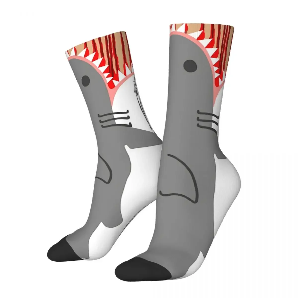 

Funny Men's Socks Shark Attack Retro Harajuku Horror Movies Hip Hop Casual Crew Crazy Sock Gift Pattern Printed