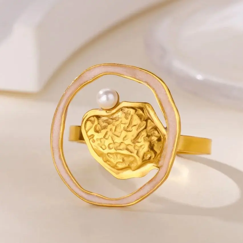 Geometric Imitation Pearls Rings For Women