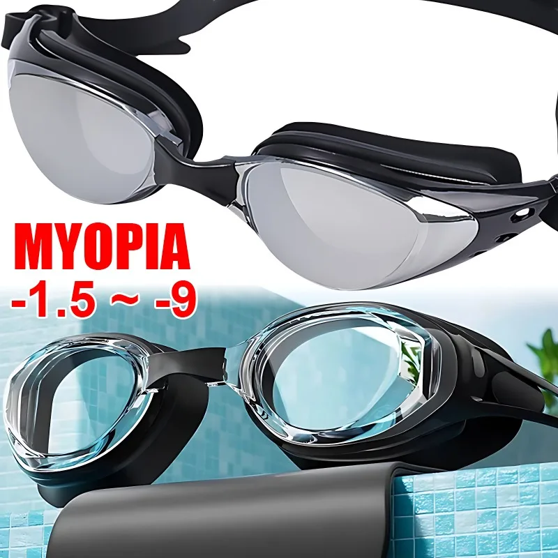 -1.5~-9.0 Myopia Swimming Goggles Myopia Professional Anti-fog UV Swimming Glasses Men Women Silicone Swim Sports Eyewear 2