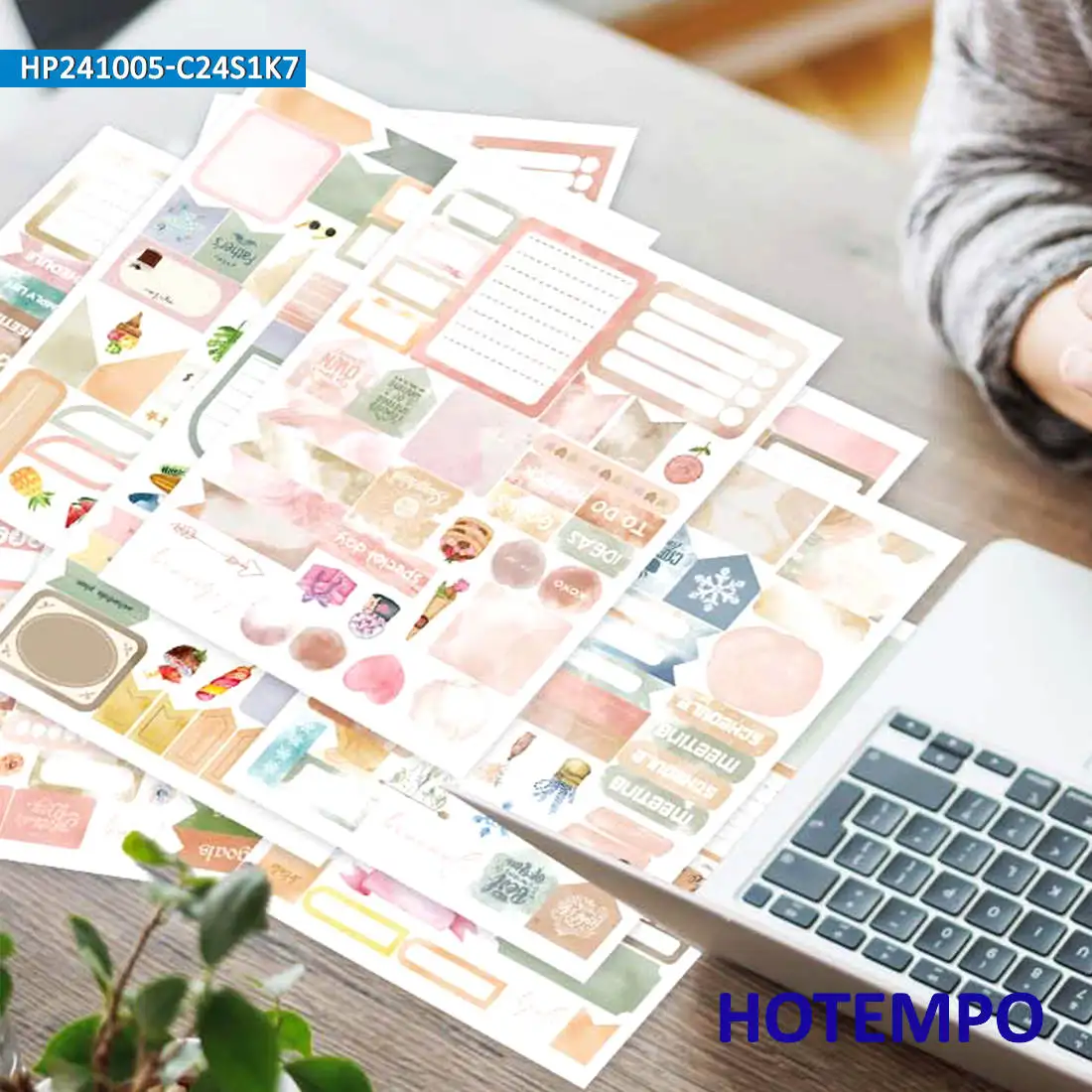 1700개, 플래너 스티커, 보헤미아 레트로 수채화, 연도 계획 스크랩북 데칼, 노트북, 일기, 노트북, 문구류, 업무, 팀, 일기, 유리에 적합합니다, 전화 스티커