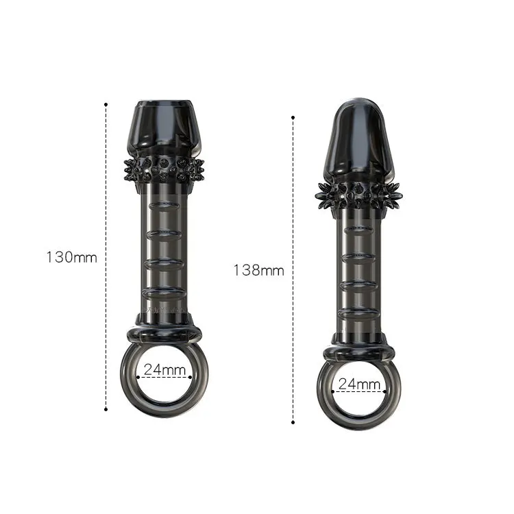 Penis Sleeve Reusable Delay Bold Elongated Penis Sleeve Extension Extend Dildo Adult Anal Plug BDSM Bondage Sex Toys for Men