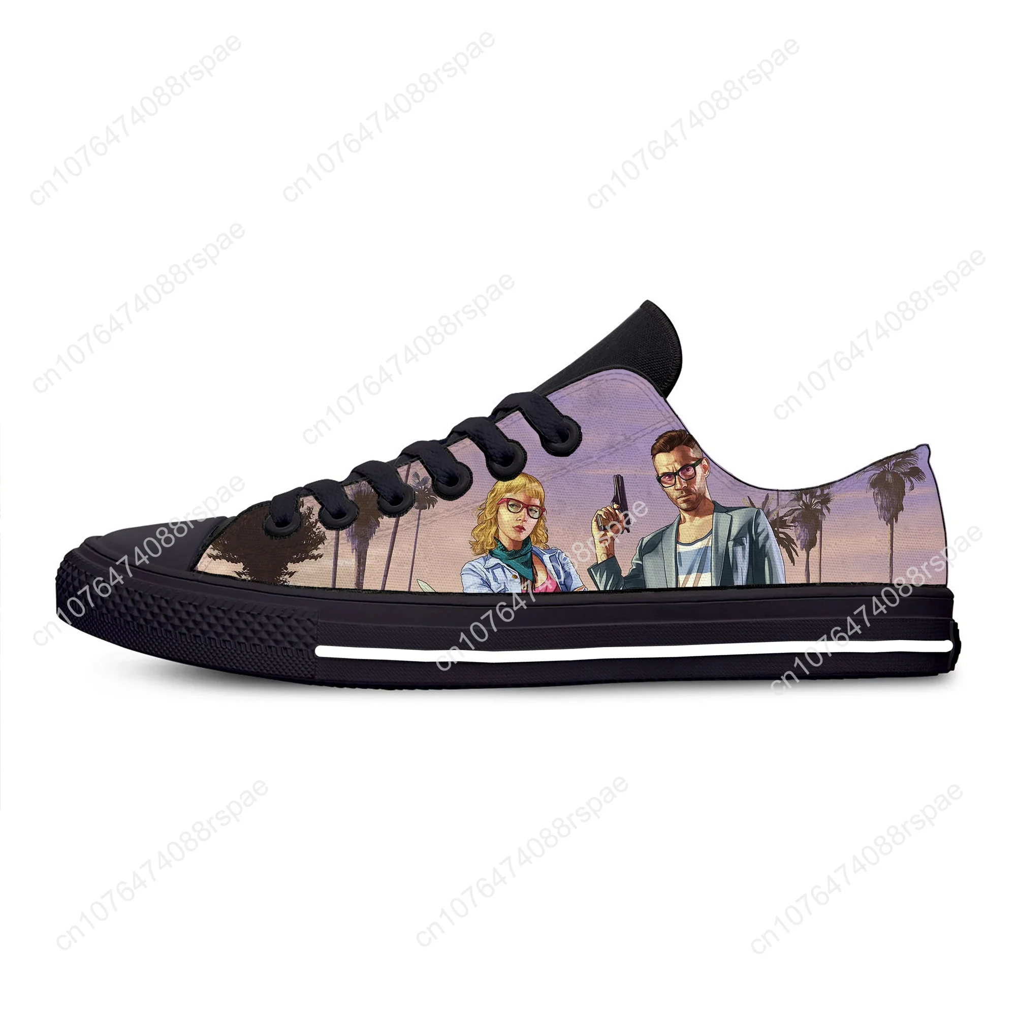 Hot Anime Game Cartoon GTA 5 V Grand Theft Auto Lightweight Low Top Casual Shoes Men Women Sneakers Breathable Cool Board Shoes