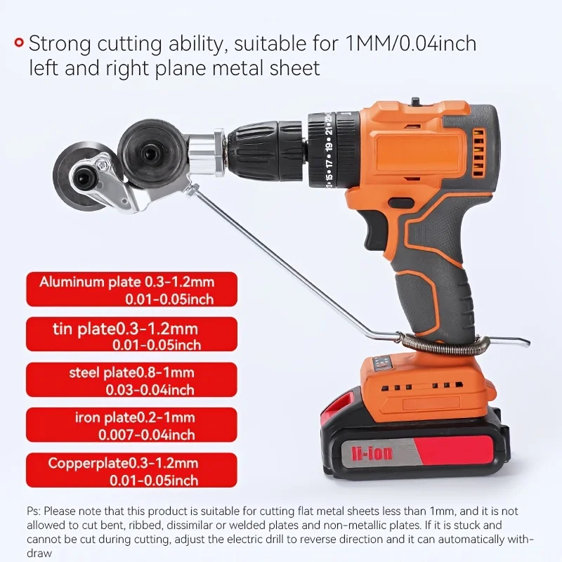 Electric Drill Plate Cutter, Power Tool Accessories Metal Drill Attachment Electric Cutter Power Tool Part for Cut