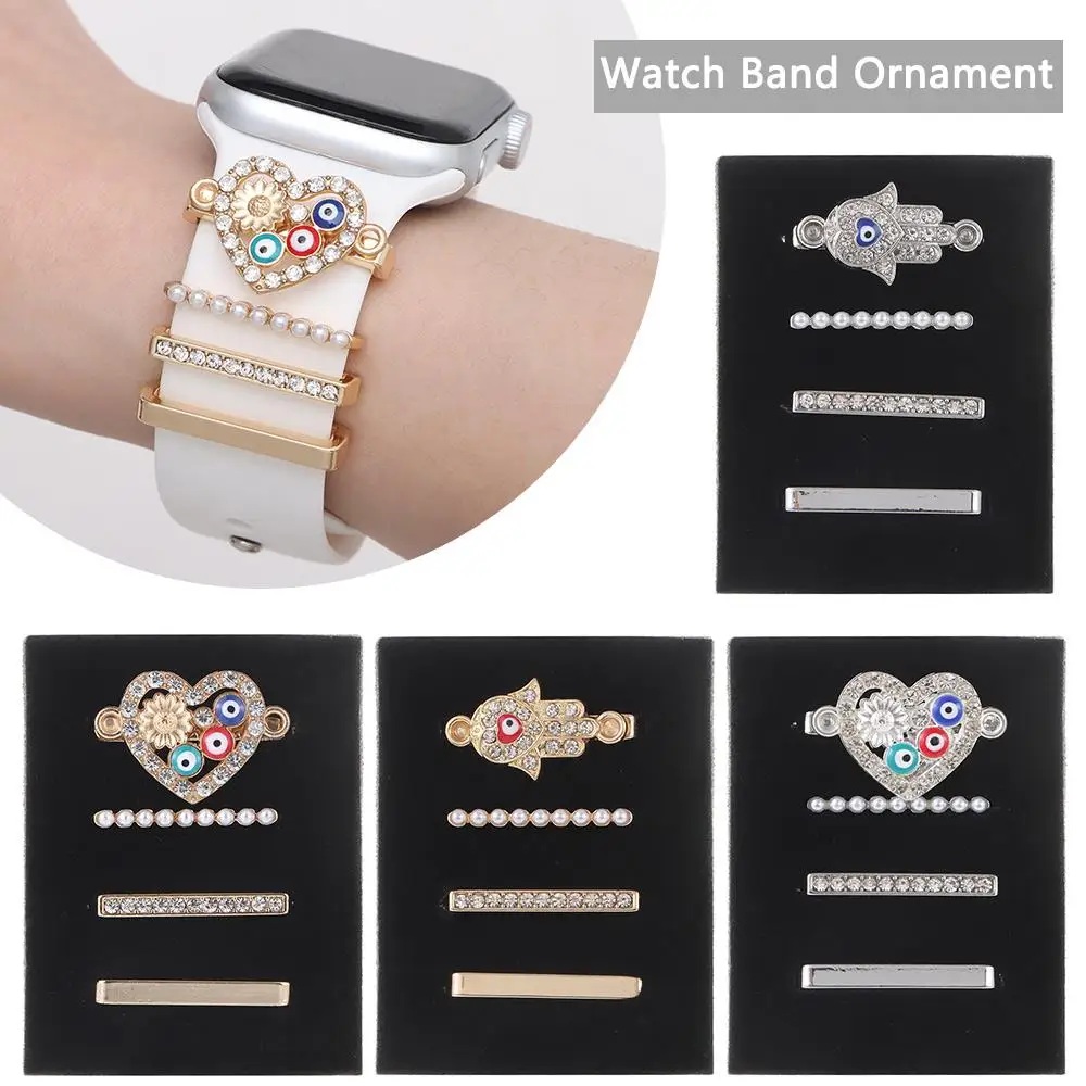 Diamond Love Ornament Decorative Ring for Smart Watch Silicone Strap Bracelet