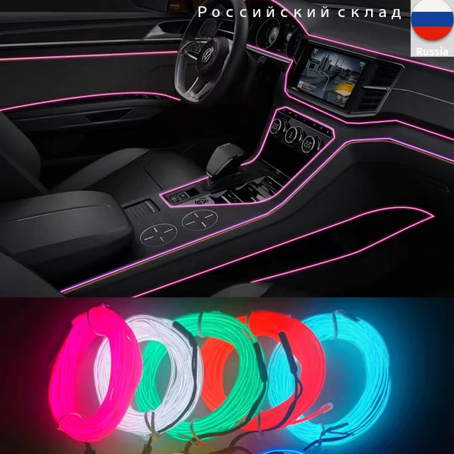 1m 3m 5m Voiture Intérieur Led Lampe Décorative El Câblage Neon Strip Pour  Auto Bricolage Flexible Ambient Light Usb Party Atmosphere