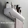 ECOCO Bathroom Shelves Organizer Storage Rack Wall Mount Towel Shelf Shampoo Rack with Towel Bar Rack Kitchen Accessories 4