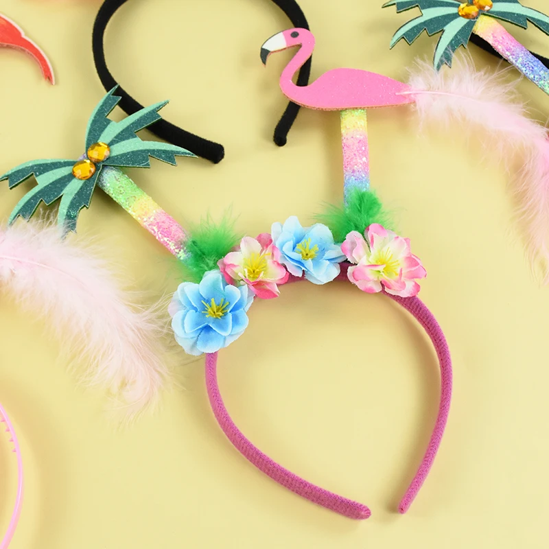 

1pc Hawaiian Flamingo Pineapple Cactus Headband Tropical Summer Palm Tree Headwear Luau Beach Pool Birthday Party Decor Supplies
