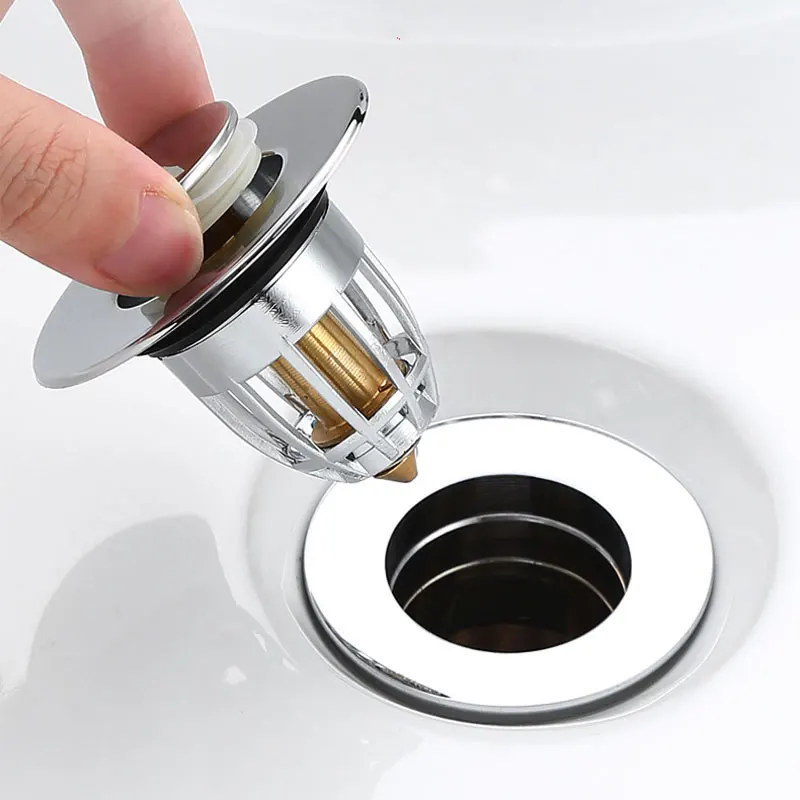 Universal Stopper Sink Strainer Push Down Pop Up ป้องกันการอุดตันท่อระบายน้ํา Catcher สําหรับห้องครัวและห้องน้ําท่อระบายน้ํา 1