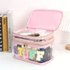 1pcs Large Capacity Letter Embroidery Double Layer Transparent Cosmetic Bag Toiletry Bag Travel Storage Bag Suitable for Travel 2