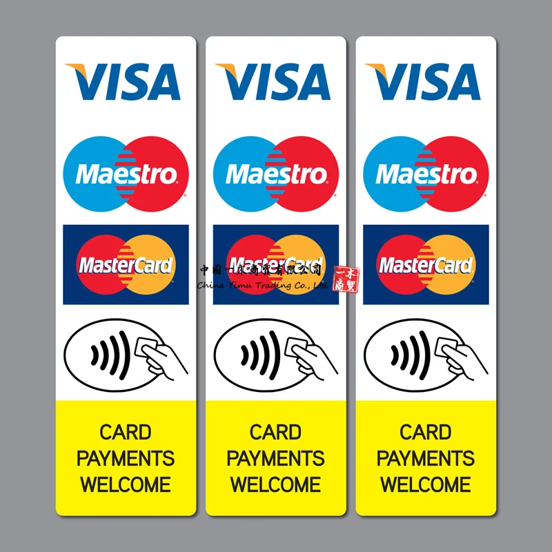 

Contactless Credit Card Payments Stickers Taxi Shop Visa Mastercard Maestro Photo