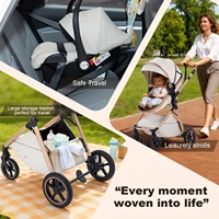 Poussette 3 en 1 pour bébé nouveau-né, poussette de voyage de luxe avec nacelle, poussette réglable pour nourrisson, pliable et portable, haute position 7