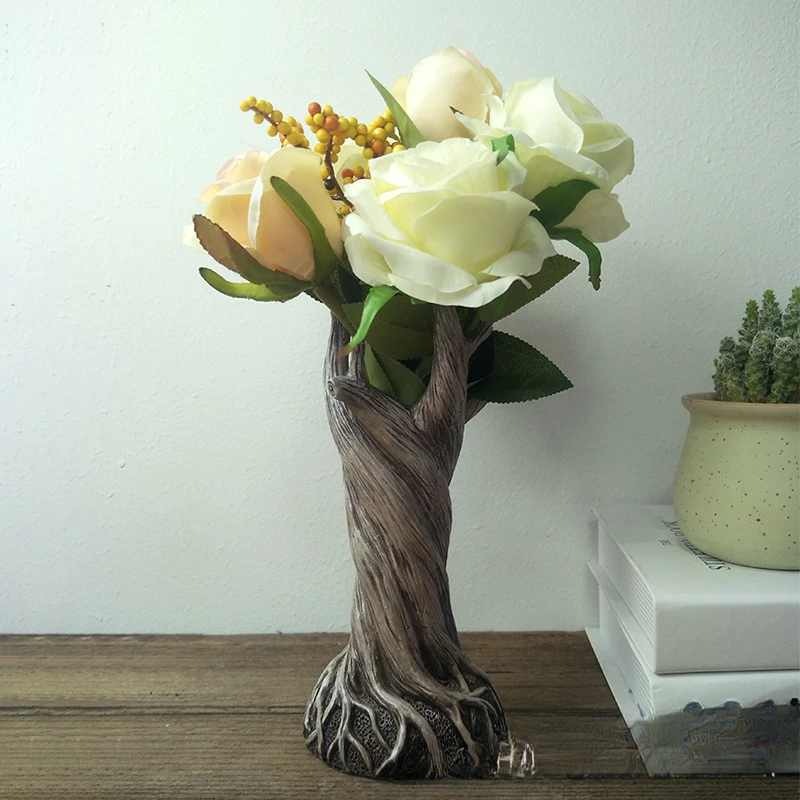 

Cross-border hot style dryad vase ornaments, creative trunk ornaments, home living room desktops, resin craft flower arrangement