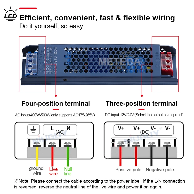 LED 초박형 조명 변압기 AC100V-265V, 전원 어댑터, 스위칭 전원 공급 장치, DC12V 24V, 60W, 100W, 200W, 300W, 400W, 500W