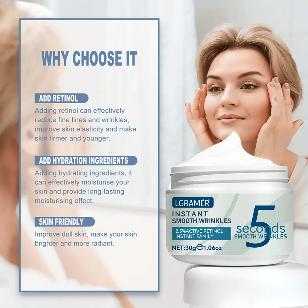 5 secondi Retinolo Crema per le rughe lisce Crema idratante nutriente Dissolvenza Spot Rassodante Viso Cura della pelle fine Crema lifting Prodotti per la cura - immagine 2