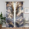 The Sky Guardian Dragon Kitchen Curtains for Living Room Curtain Halloween Decoration Tulle for Bedroom Partition Shades Elegant 3