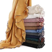 New Crepe Plaid Sequin Scarf Shawl Ruffles Wrap Women Muslim Hijab Head Scarves Bandanas Headband Bufanda Foulard Turbante Mujer